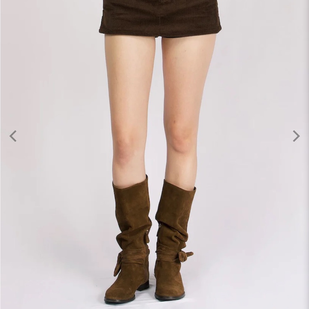 Brown Mini Skirt with Textured Fabric